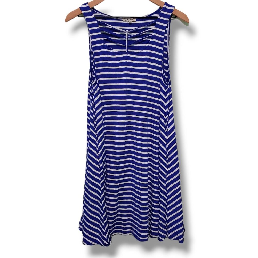Jodifl dress womens Small Blue white Stripes summer tank short pockets